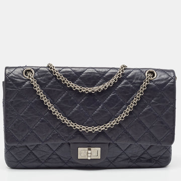 CHANEL Navy Blue Quilted Aged Leather 227 Reissue 2.55 Flap Bag