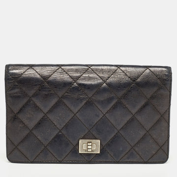 CHANEL Black Quilted Leather Reissue Continental Wallet