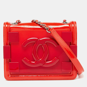 CHANEL Orange/Red Plexiglass Boy Brick Bag