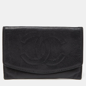 CHANEL Black Caviar Leather CC Timeless Continental Wallet