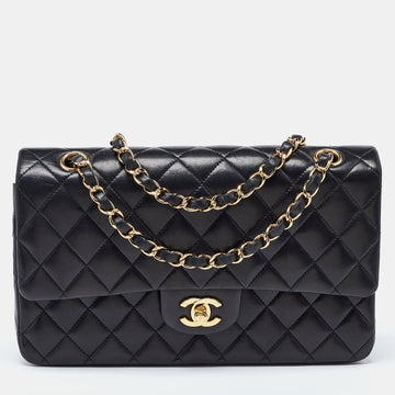 CHANEL Black Quilted Leather Medium Classic Double Flap Bag