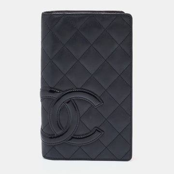 CHANEL Black Quilted Leather Cambon Ligne Bifold Wallet
