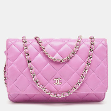 CHANEL Purple Quilted Leather WOC Bag
