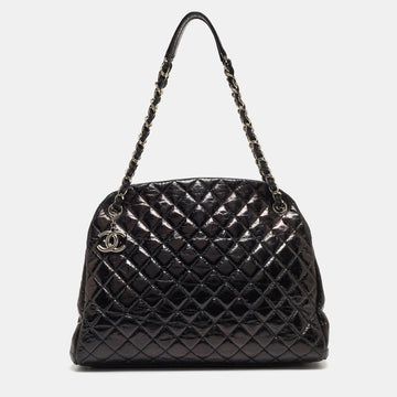 CHANEL Black Quilted Aged Leather Large Just Mademoiselle Bowling Bag
