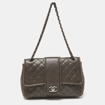 CHANEL Grey Quilted Leather Elementary Chic Flap Bag