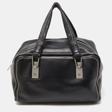 CHANEL Black Leather CC Bowler Bag