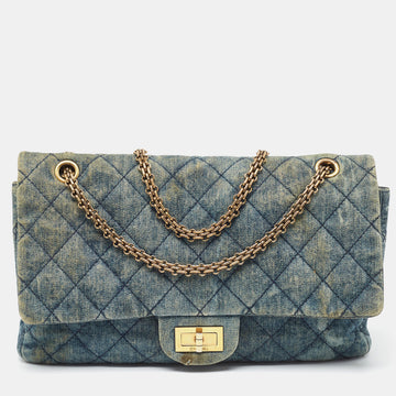CHANEL Blue Quilted Denim Classic 227 Reissue 2.55 Flap Bag