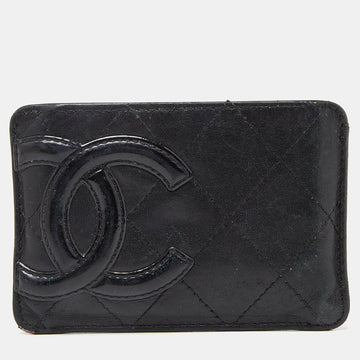 CHANEL Black Quilted Leather Cambon Ligne Card Holder