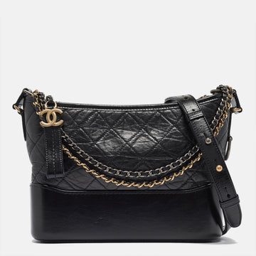 CHANEL Black Quilted Aged Leather Gabrielle Hobo