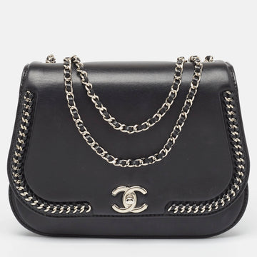CHANEL Black Leather Medium Braided Chic Flap Bag