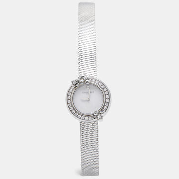 CHAUMET White Stainless Steel Diamond Hortensia W20611-20W Women's Wristwatch 22.40 mm