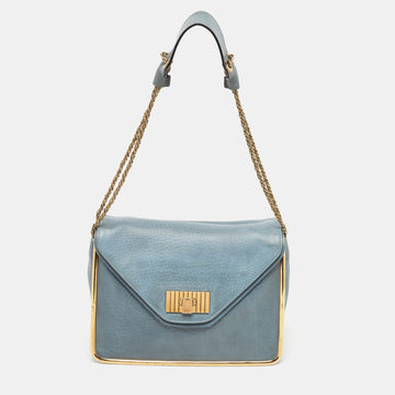 CHLOE Blue Leather Medium Sally Shoulder Bag