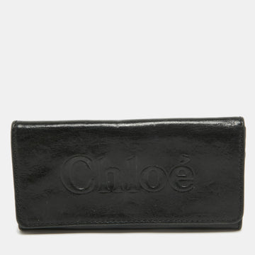 CHLOE Black Leather Logo Continental Wallet