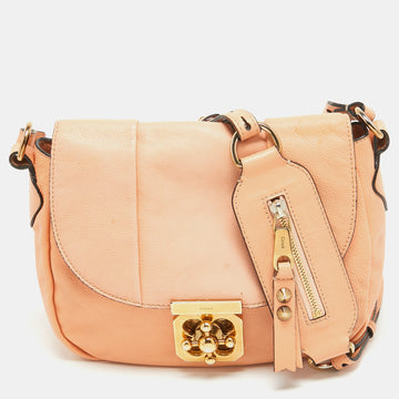 CHLOE Peach Leather Elise Neo Folk Shoulder Bag