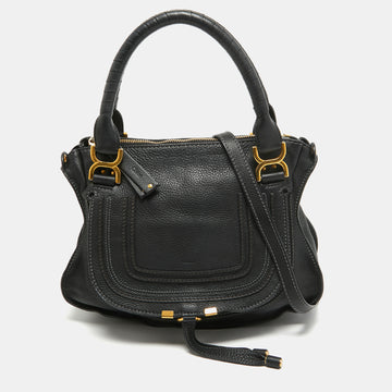 CHLOE Black Leather Medium Marcie Shoulder Bag