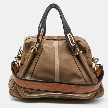 CHLOE Beige/Black Leather Medium Paraty Handbag