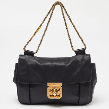 CHLOE Black Leather Medium Elsie Chain Shoulder Bag
