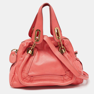 CHLOE Coral Leather Small Paraty Bag