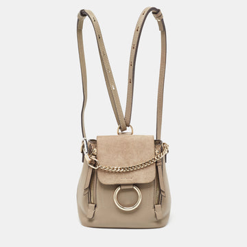 CHLOE Grey Leather and Suede Faye Backpack