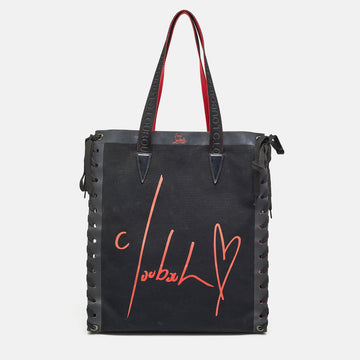 CHRISTIAN LOUBOUTIN Black/Red Canvas Cabalace Tote