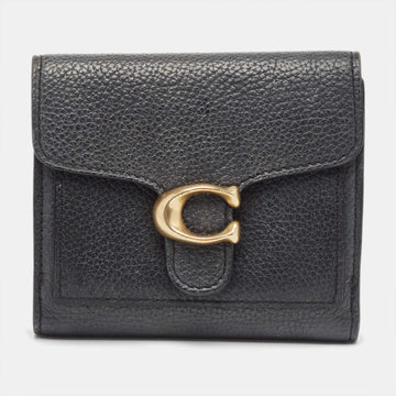 COACH Black Leather Tabby Compact Wallet