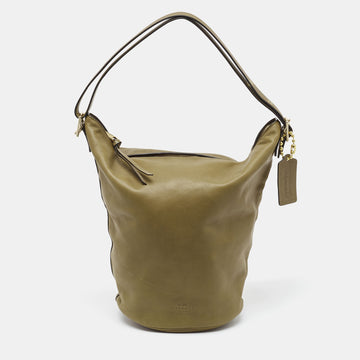 COACH Olive Green Leather Bleecker Bucket Bag