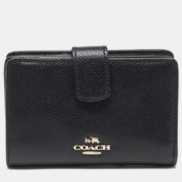 COACH Black Leather Compact Wallet