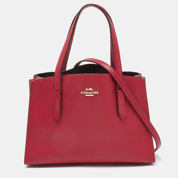 COACH Red/Pink Grained Leather Charlie Carryall Tote