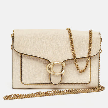 COACH Beige Leather Tabby Chain Shoulder Bag