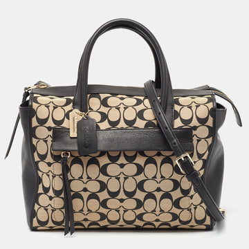 COACH Black Signature Canvas and Leather Bleecker Riley Tote