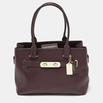 COACH Burgundy Leather Swagger 33 Tote