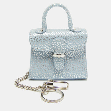 DELVAUX Blue/Silver Leather Brilliant Bag Charm