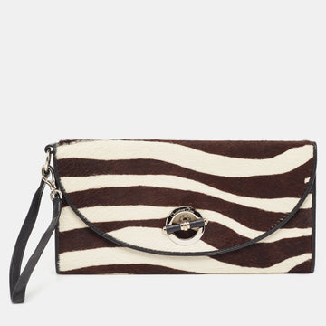 DIOR Black/White Calf Hair and Leather Jazz Wristlet Clutch