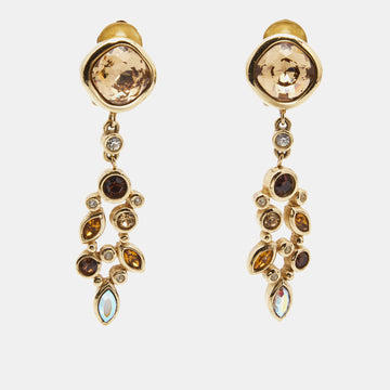 DIORChristian  Crystals Gold Tone Earrings