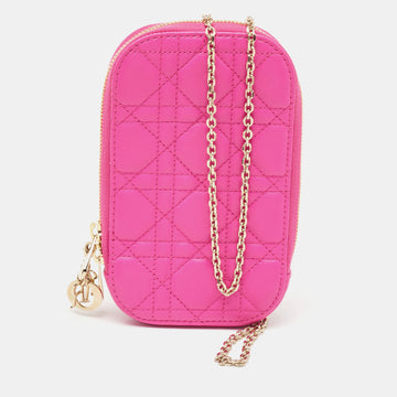 DIOR Pink Cannage Leather Lady  Phone Chain Holder