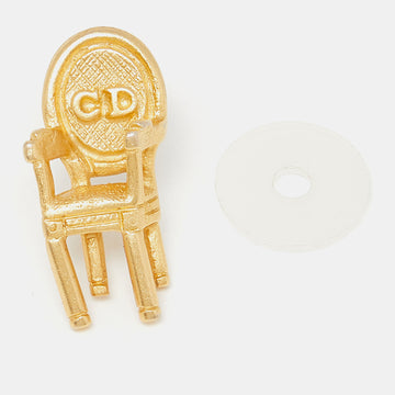 DIORChristian  Vintage Gold Plated CD Chair Pin Brooch