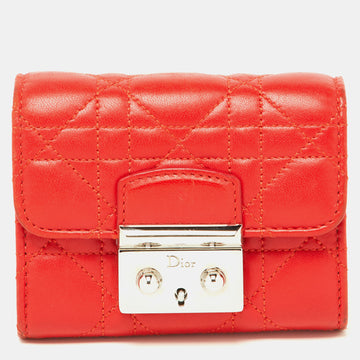 DIOR Red Cannage Leather Miss  Compact Wallet