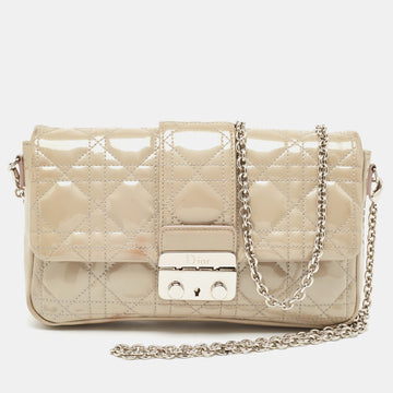 DIOR Grey Cannage Patent Leather Miss  Promenade Chain Pouch