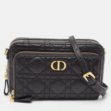 DIOR Black Cannage Leather Caro Double Pouch Bag