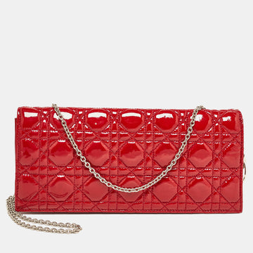 DIOR Red Cannage Patent Leather Lady  Chain Clutch