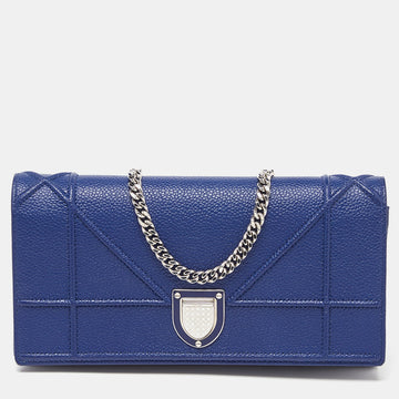 DIOR Navy Blue Leather ama Wallet On Chain