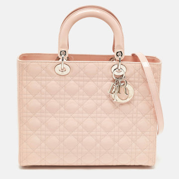 DIOR Light Pink Cannage Patent Leather Large Lady  Tote