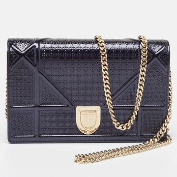 DIOR Navy Blue Patent Leather ama Wallet on Chain