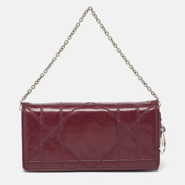 DIOR Burgundy Cannage Leather Lady  Wallet On Chain