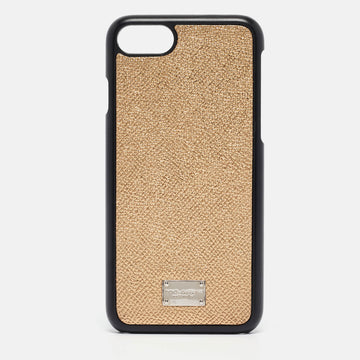DOLCE & GABBANA Gold/Black Leather iPhone 6 Cover
