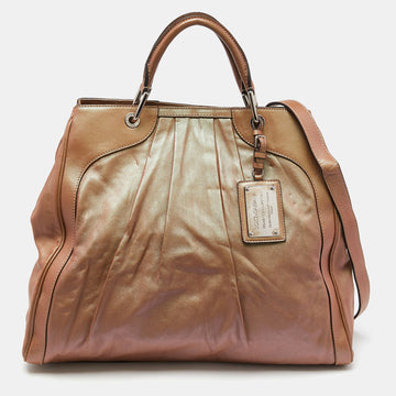DOLCE & GABBANA Metallic Pleated Leather Miss Brooke Bag