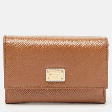 DOLCE & GABBANA Brown Leather Trifold Wallet