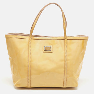 DOLCE & GABBANA Yellow Patent Leather Miss Escape Zip Tote