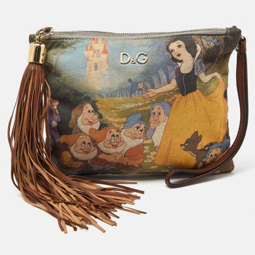 DOLCE & GABBANA Multicolor Fabric and Leather Ania Disney Wristlet Pouch