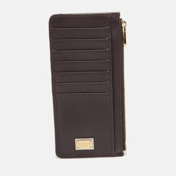 DOLCE & GABBANA Burgundy Leather Long Zip Card Holder